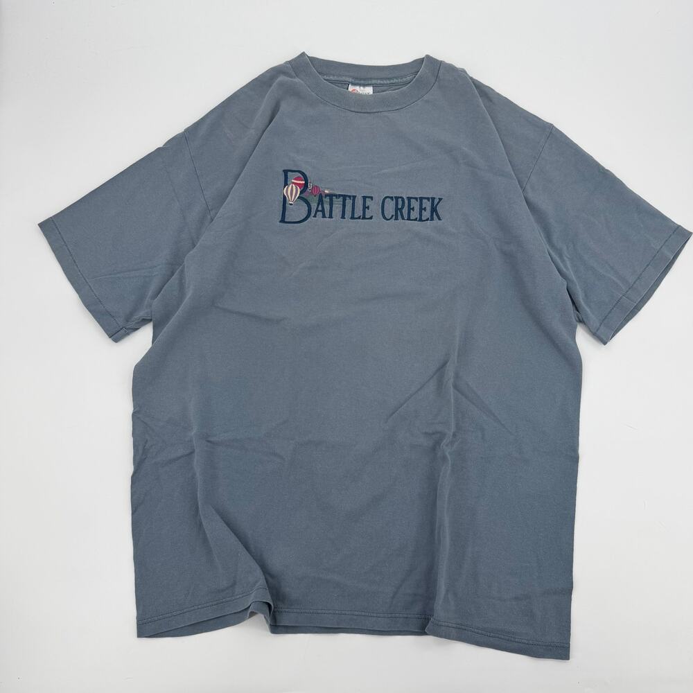 Vintage 90s Battle Creek Michigan Balloon T Shirt XL Desert Heat USA Embroidered